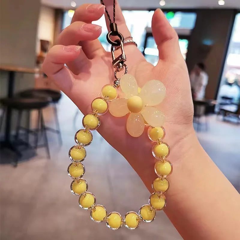 Get FLOWER Happy — Flower Charm Beaded Phone Wrist Strap