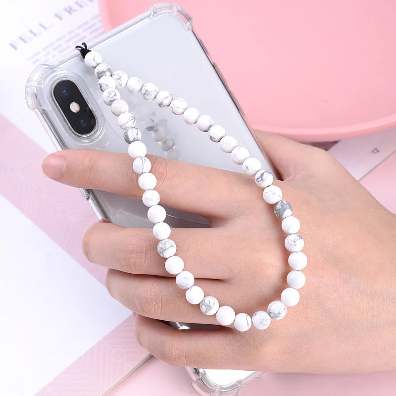 Get NATURAL Happy — Natural Stone Bead Phone Wrist Strap