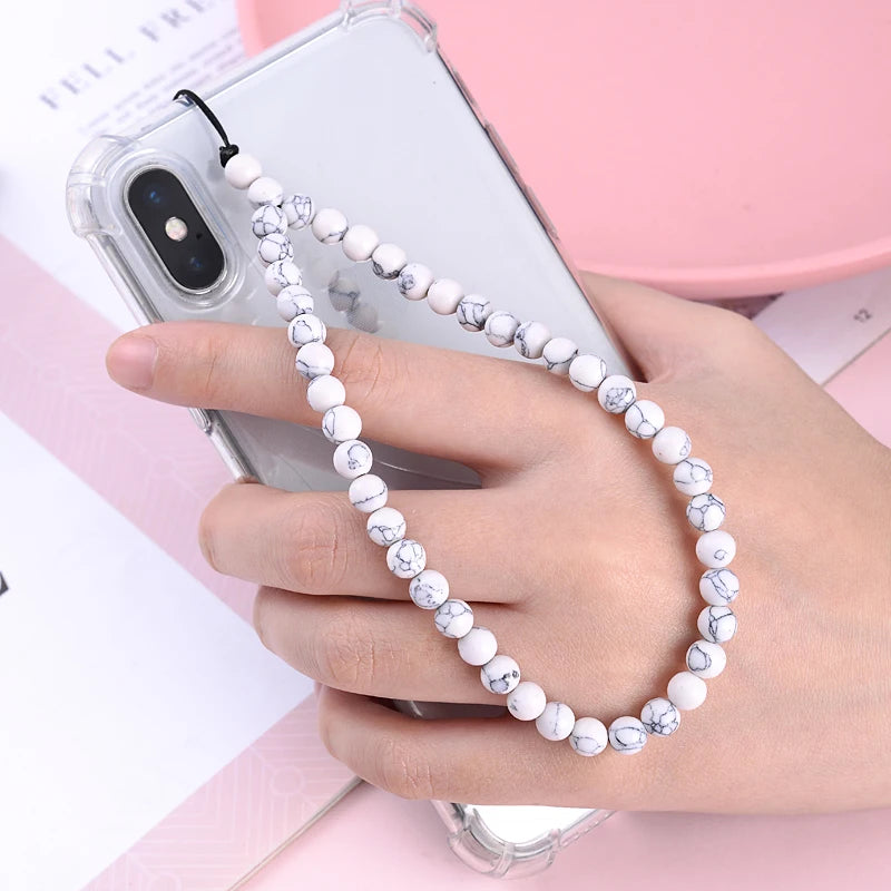 Get NATURAL Happy — Natural Stone Bead Phone Wrist Strap
