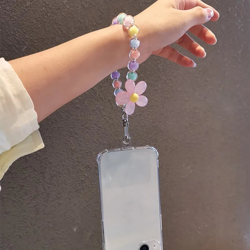 Get FLOWER Happy — Flower Charm Beaded Phone Wrist Strap