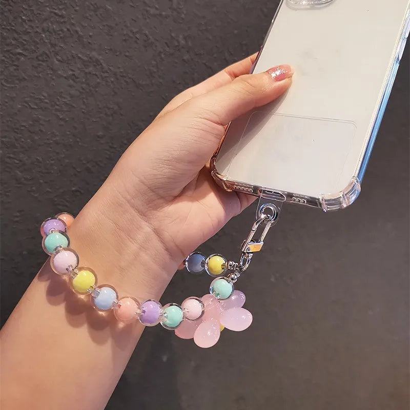 Get FLOWER Happy — Flower Charm Beaded Phone Wrist Strap