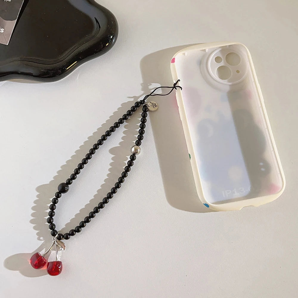 Get CHERRY Happy — Cherry Charm Beaded Phone Wrist Strap