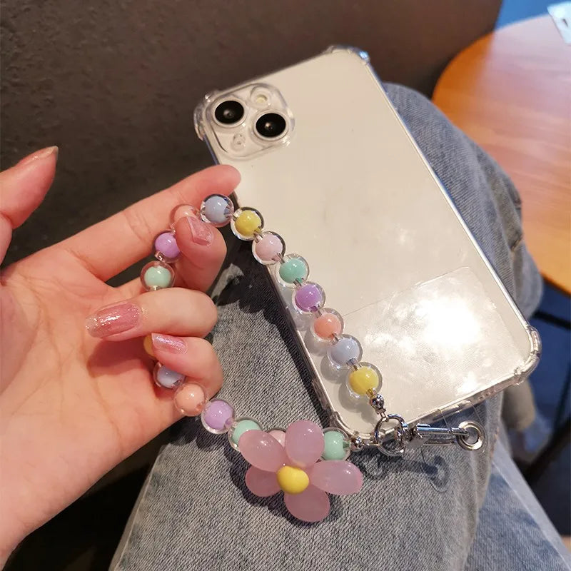 Get FLOWER Happy — Flower Charm Beaded Phone Wrist Strap