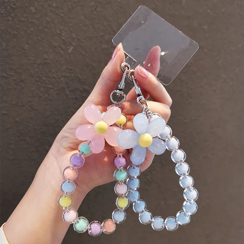 Get FLOWER Happy — Flower Charm Beaded Phone Wrist Strap