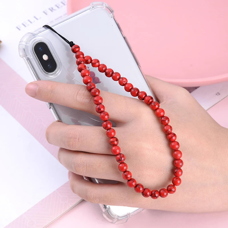 Get NATURAL Happy — Natural Stone Bead Phone Wrist Strap