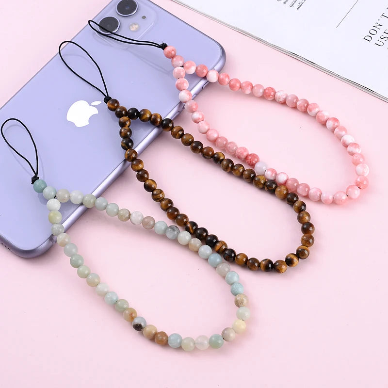 Get NATURAL Happy — Natural Stone Bead Phone Wrist Strap