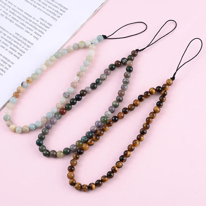 Get NATURAL Happy — Natural Stone Bead Phone Wrist Strap
