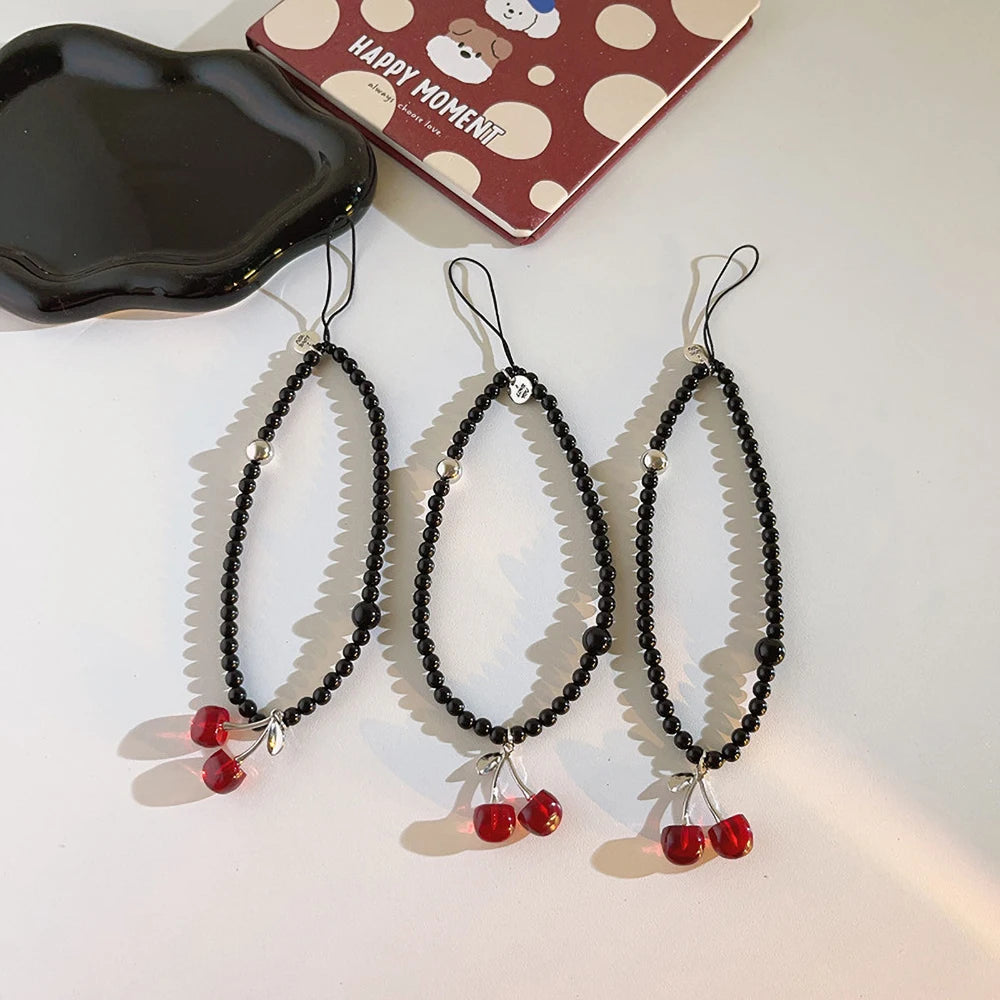 Get CHERRY Happy — Cherry Charm Beaded Phone Wrist Strap