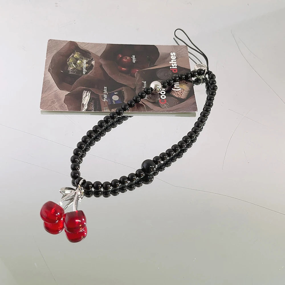 Get CHERRY Happy — Cherry Charm Beaded Phone Wrist Strap