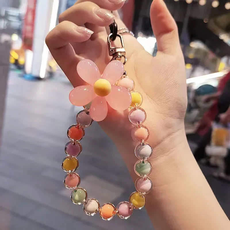 Get FLOWER Happy — Flower Charm Beaded Phone Wrist Strap