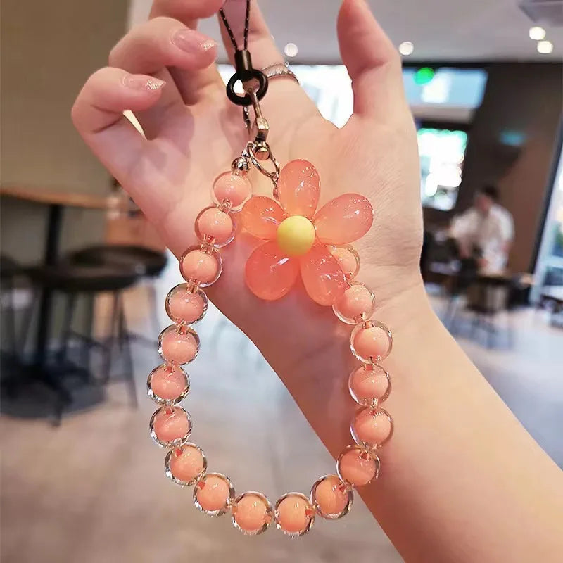 Get FLOWER Happy — Flower Charm Beaded Phone Wrist Strap