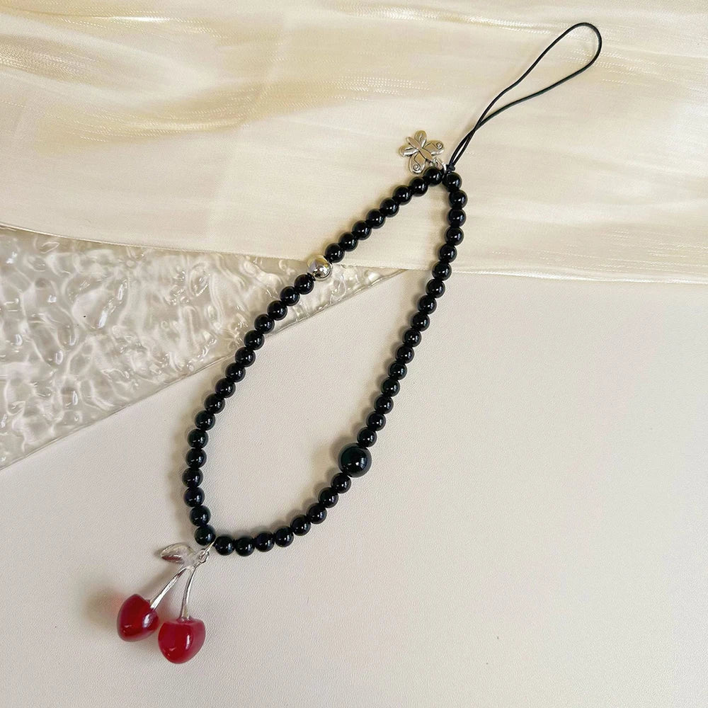 Get CHERRY Happy — Cherry Charm Beaded Phone Wrist Strap