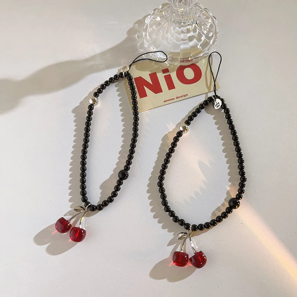Get CHERRY Happy — Cherry Charm Beaded Phone Wrist Strap