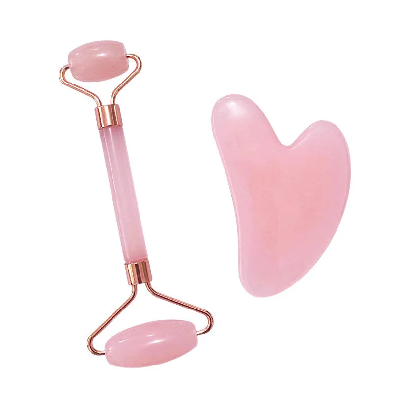 Rose Quartz Gua Sha & Face Roller Set