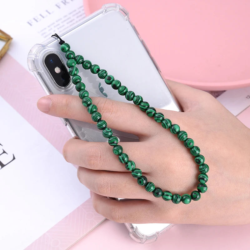 Get NATURAL Happy — Natural Stone Bead Phone Wrist Strap