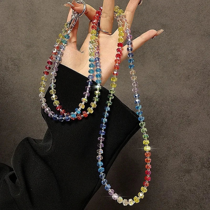 Get RAINBOW CRYSTAL Happy - Rainbow Crystal Phone Wrist Strap