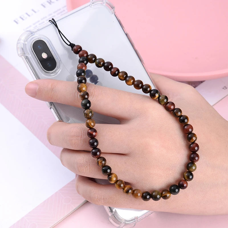 Get NATURAL Happy — Natural Stone Bead Phone Wrist Strap