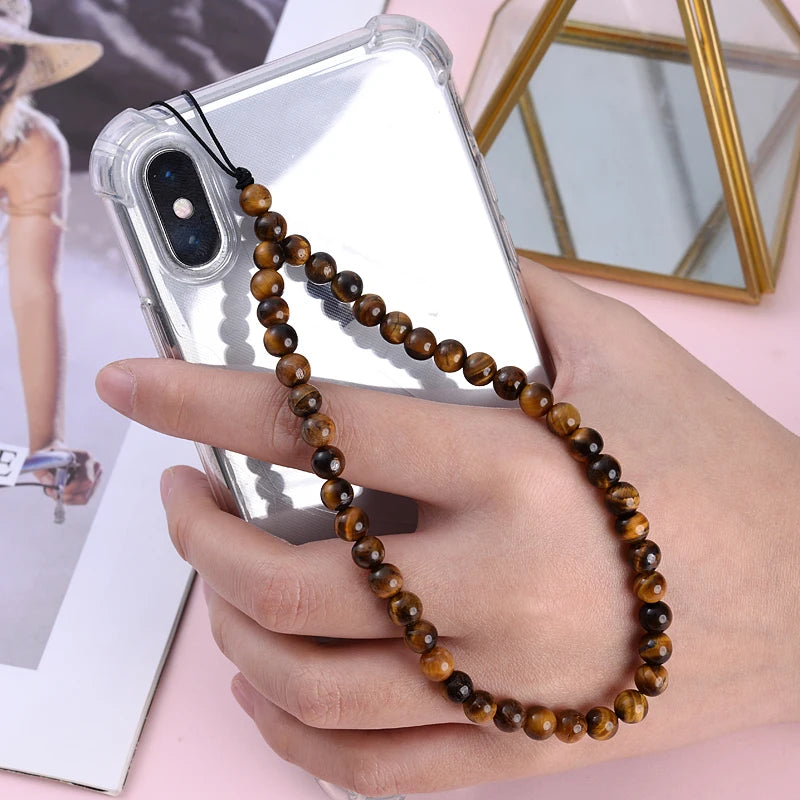 Get NATURAL Happy — Natural Stone Bead Phone Wrist Strap