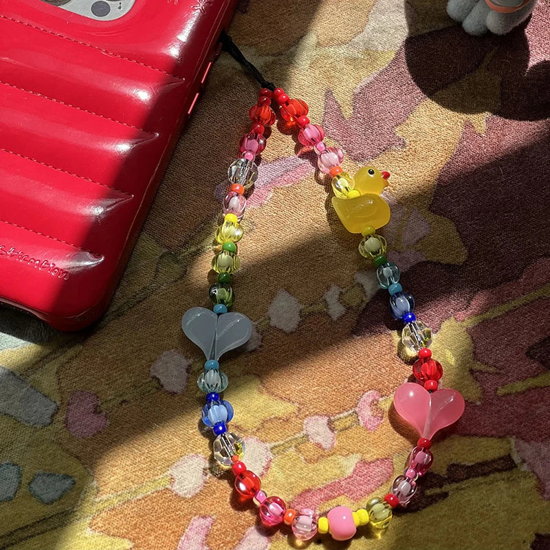Get DUCK Happy — Duck & Heart Charm Phone Lanyard