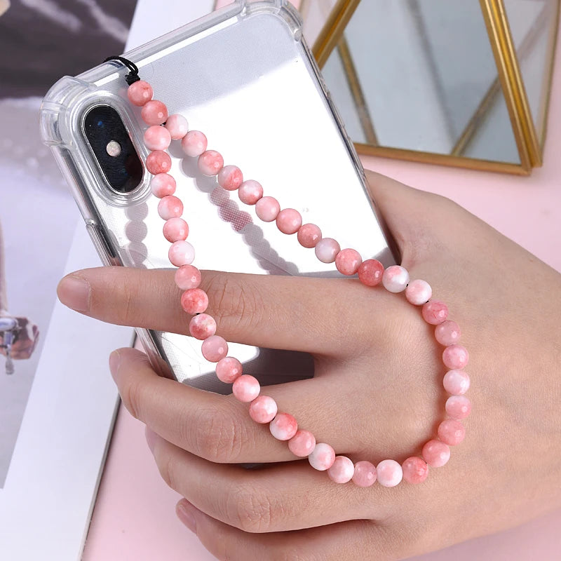 Get NATURAL Happy — Natural Stone Bead Phone Wrist Strap