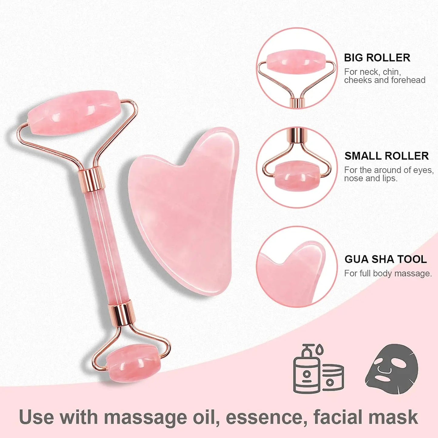 Rose Quartz Gua Sha & Face Roller Set — The Wellness Edit by Cassidy Collective