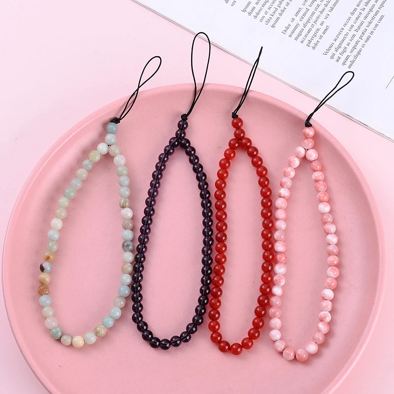 Get NATURAL Happy — Natural Stone Bead Phone Wrist Strap