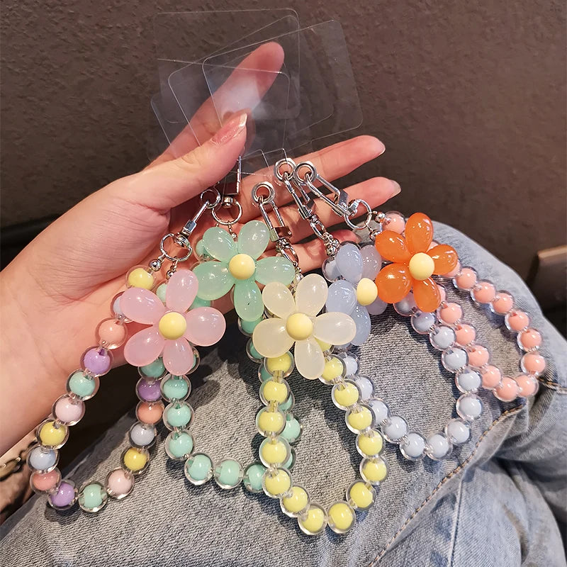Get FLOWER Happy — Flower Charm Beaded Phone Wrist Strap