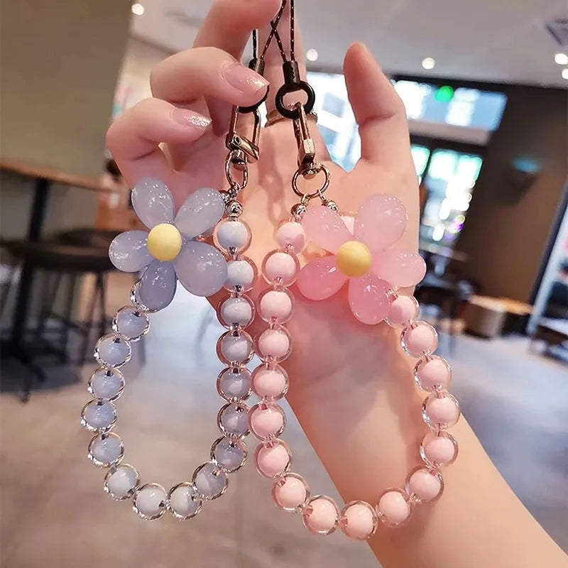 Get FLOWER Happy — Flower Charm Beaded Phone Wrist Strap