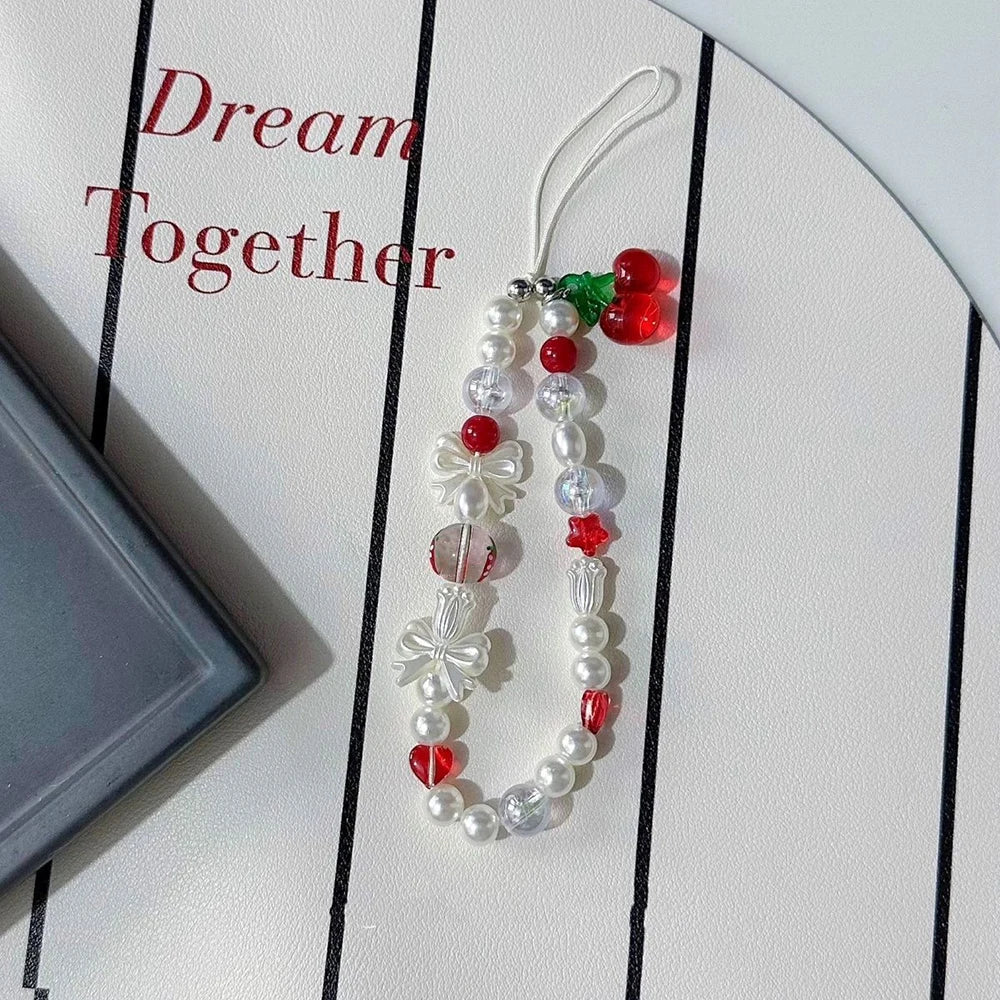 Get CHERRY Happy — Cherry Charm Beaded Phone Wrist Strap