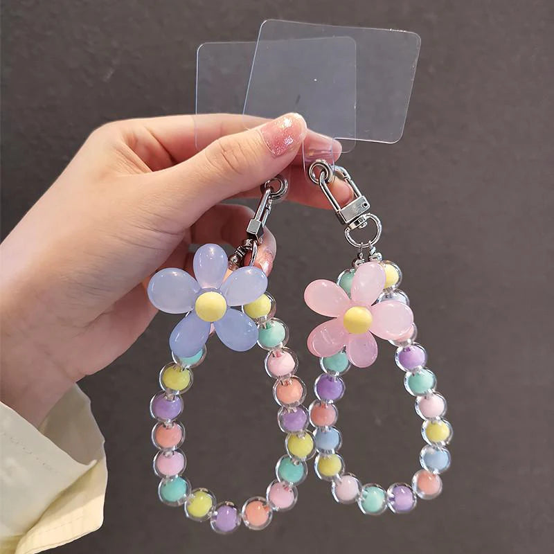 Get FLOWER Happy — Flower Charm Beaded Phone Wrist Strap