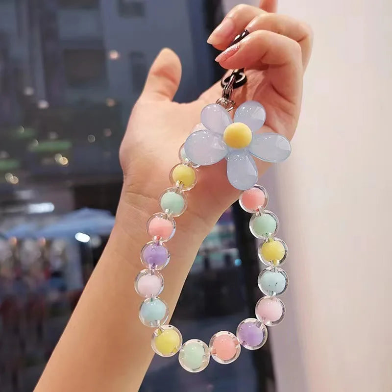 Get FLOWER Happy — Flower Charm Beaded Phone Wrist Strap