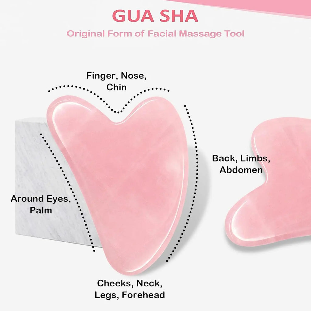 Rose Quartz Gua Sha & Face Roller Set