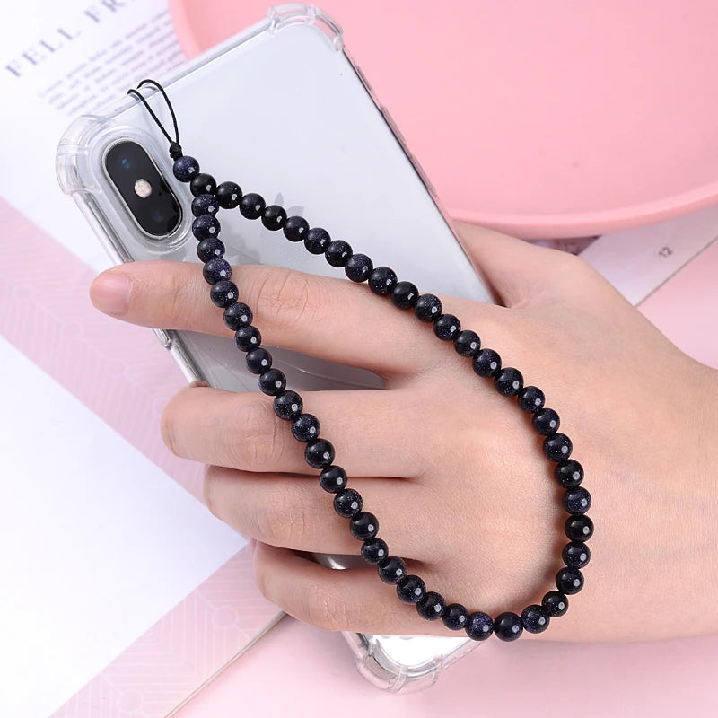 Get NATURAL Happy — Natural Stone Bead Phone Wrist Strap