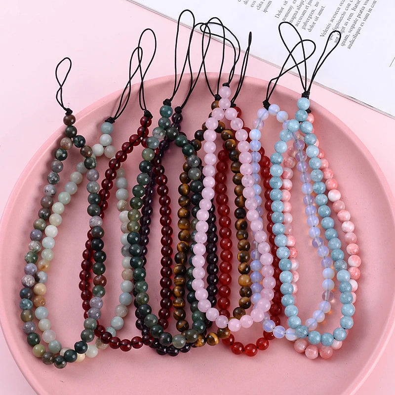 Get NATURAL Happy — Natural Stone Bead Phone Wrist Strap