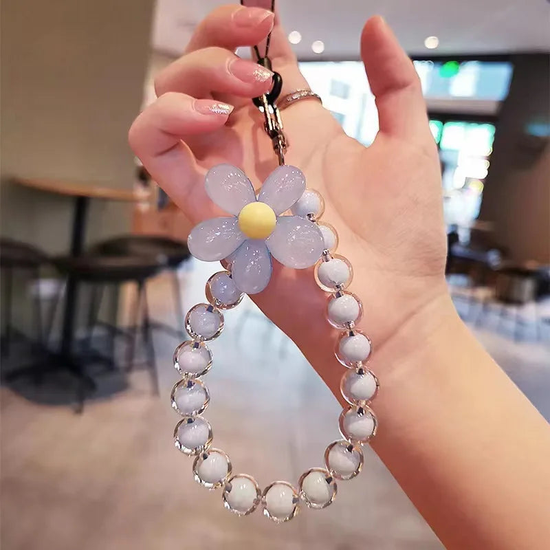 Get FLOWER Happy — Flower Charm Beaded Phone Wrist Strap