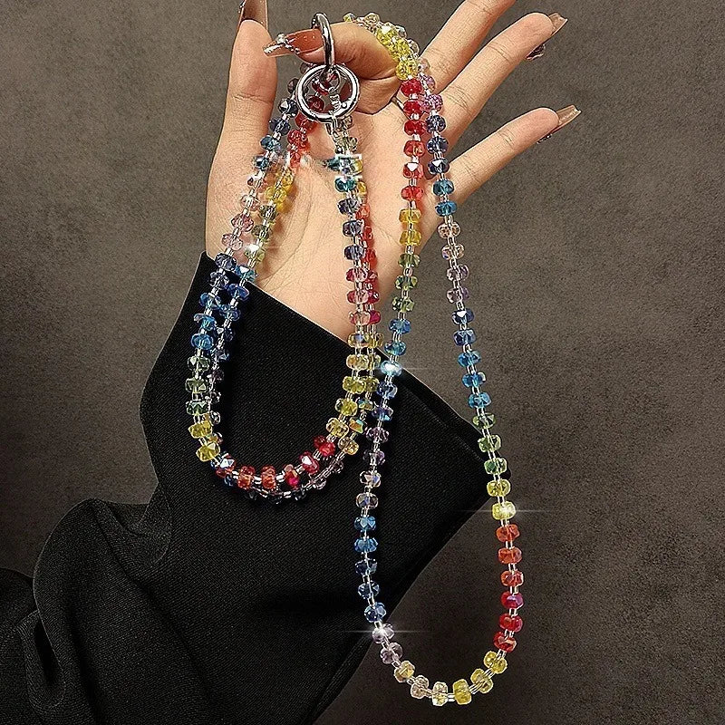Get RAINBOW CRYSTAL Happy - Rainbow Crystal Phone Wrist Strap