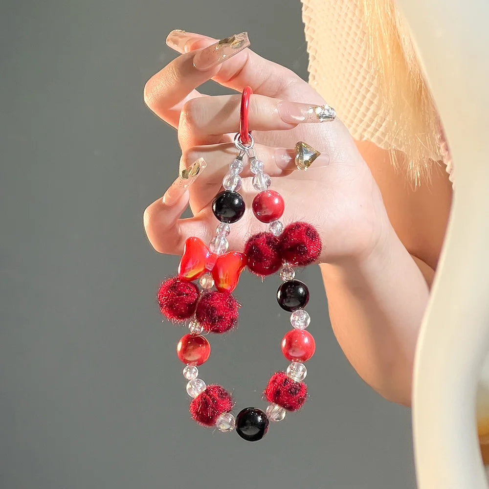 Get CHERRY Happy — Cherry Charm Beaded Phone Wrist Strap