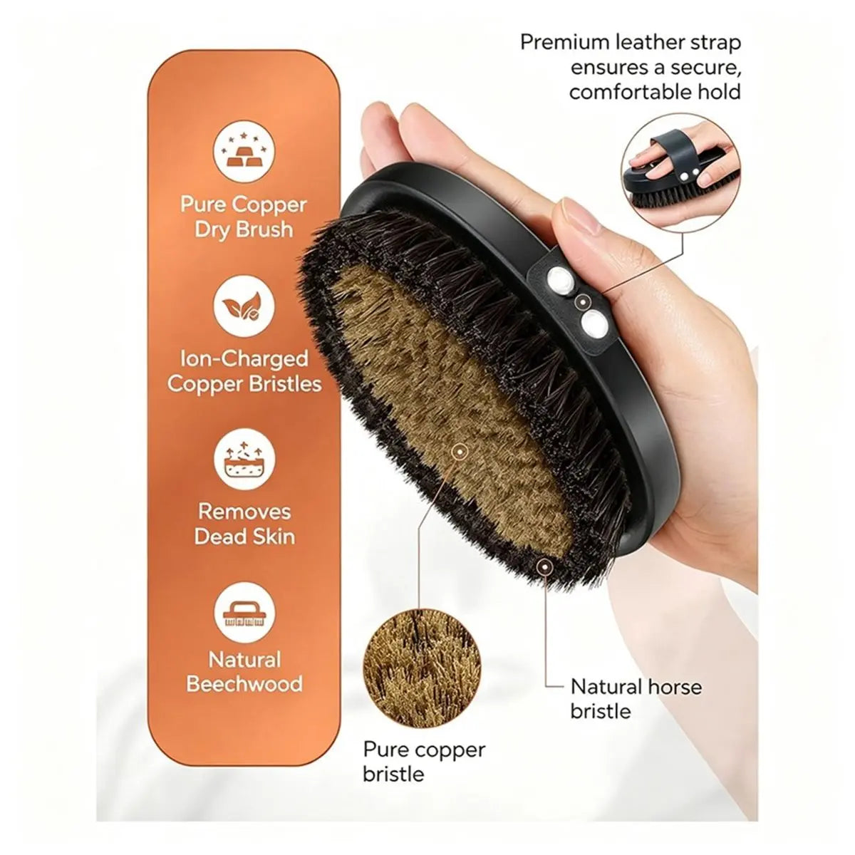 Copper Glow Body Brush – Dry Brushing & Lymphatic Support