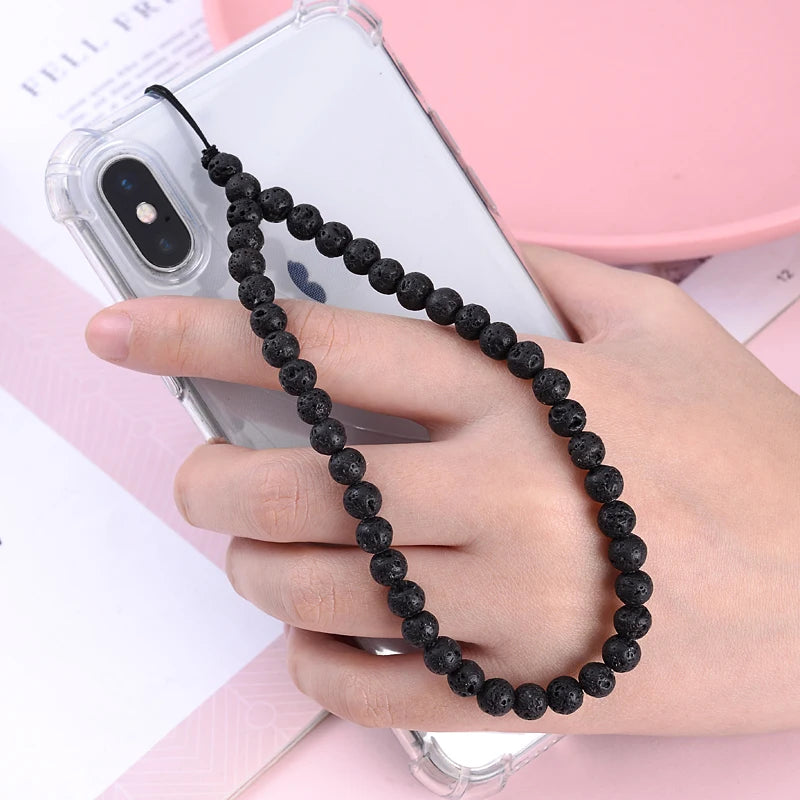 Get NATURAL Happy — Natural Stone Bead Phone Wrist Strap