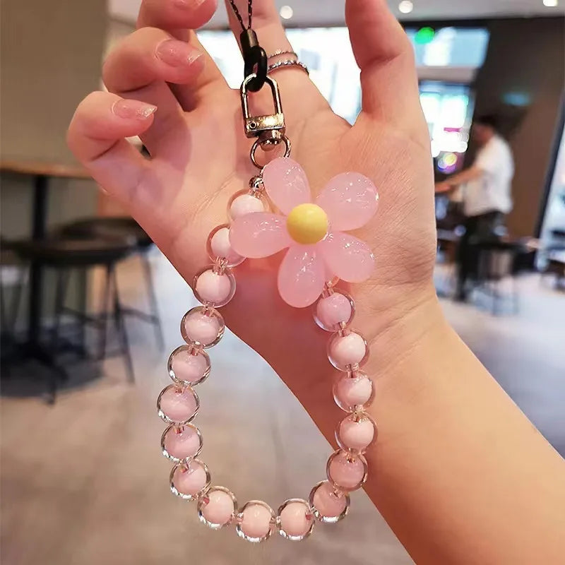 Get FLOWER Happy — Flower Charm Beaded Phone Wrist Strap