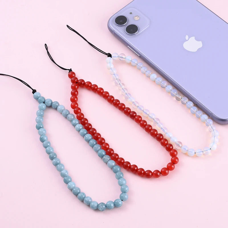 Get NATURAL Happy — Natural Stone Bead Phone Wrist Strap