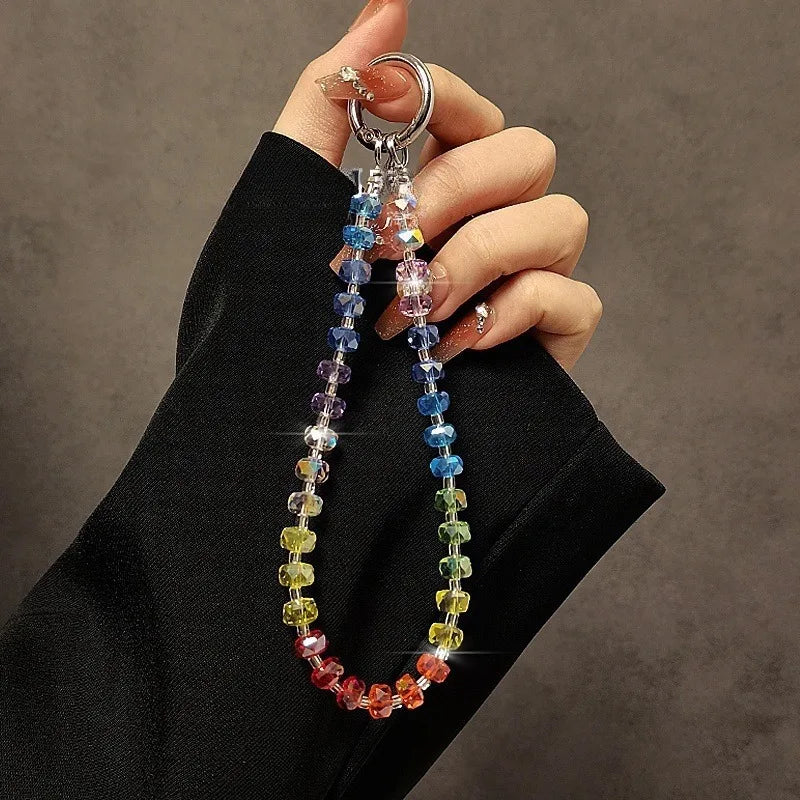 Get RAINBOW CRYSTAL Happy - Rainbow Crystal Phone Wrist Strap